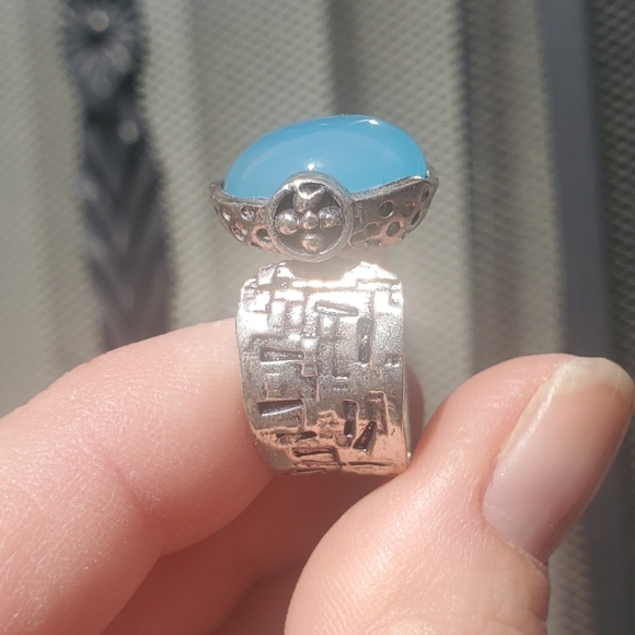 New Chalcedony Adjustable 925 Silver Ring. - Picture 4 of 12